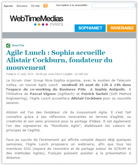 Agilité Sophia Alistair Cockburn agilitech